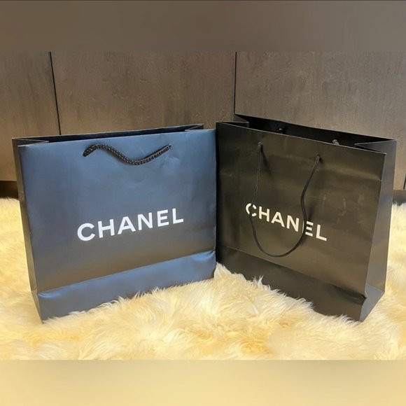 Set of 2 Chanel Vintage Shopping Bags Black authentic - Picture 6 of 8